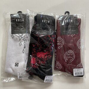 KREW Men’s Lot Of 3 Pair Of Sockets Multi Style & Colors One Size